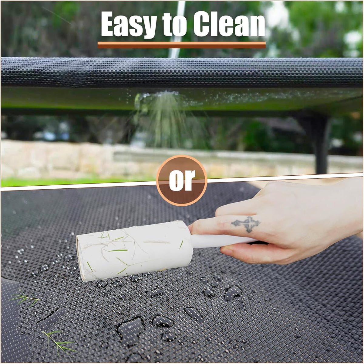 Garnpet Elevated Dog Bed for Large Dogs, Raised Dog Cot Fits up to 120 Lbs, Heavy Duty Pet Cots with Durable Supportive Teslin Recyclable Washable Mesh, Indoor & Outdoor Pet Bed, Dark Grey
