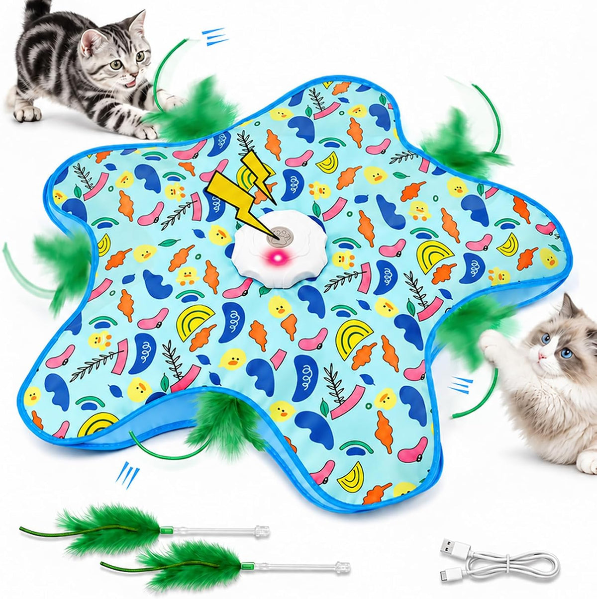 Rechargeable Interactive Cat Toy, Low‑Noise Automatic Hide‑And‑Seek Cat Toy