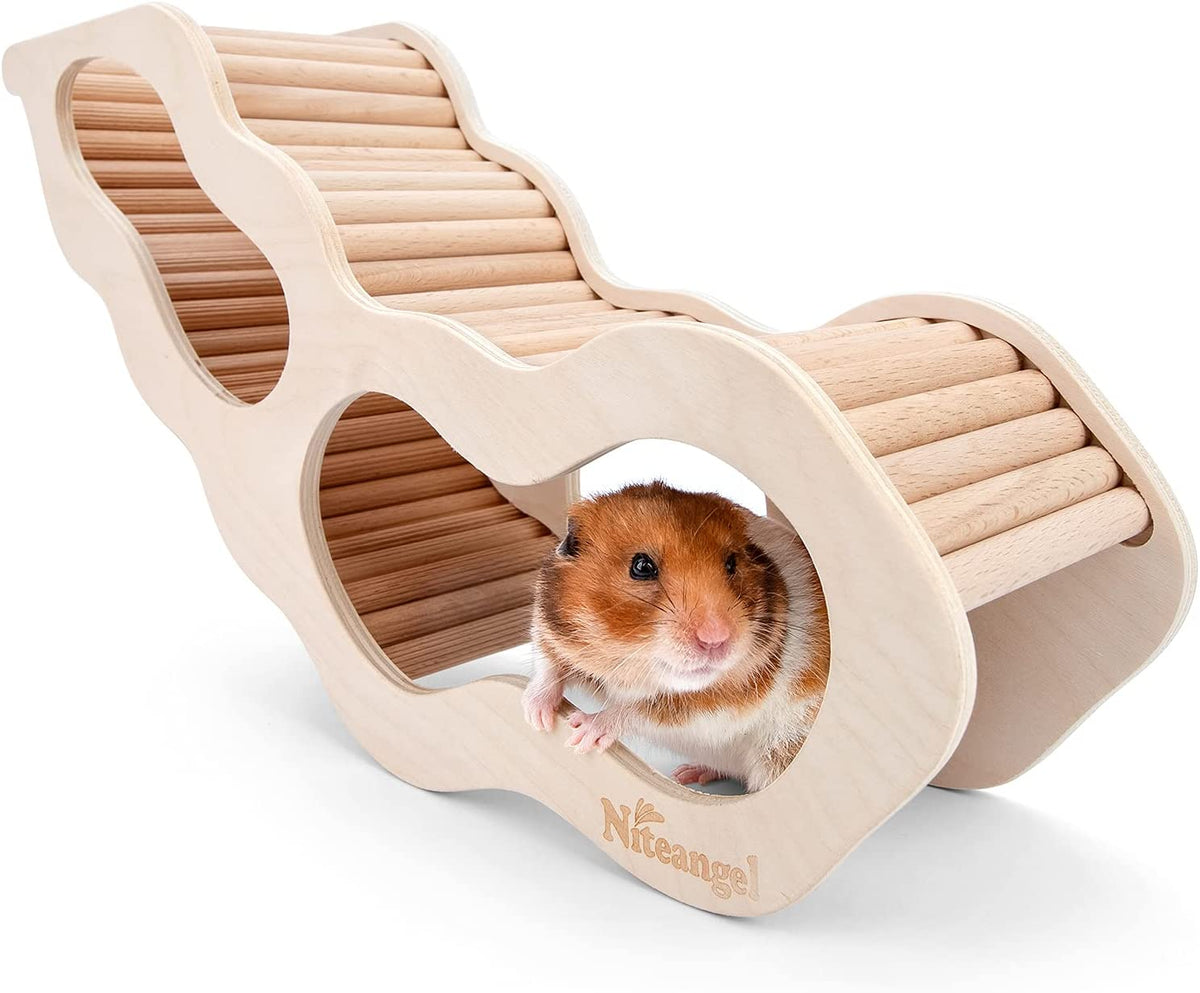 Niteangel Hamster House W/Climbing Ladder for Hamsters Gerbils Mice or Similar-Sized Pets (Secret Peep Tunnel Hamster Hut)