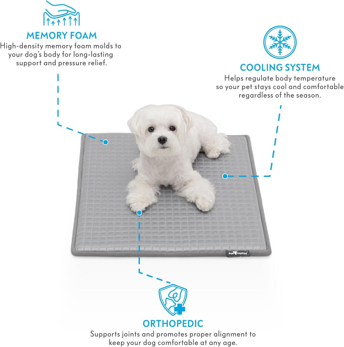 Paw Inspired Cooling Orthopedic Crate Pad, 23X17 Inch, Gray