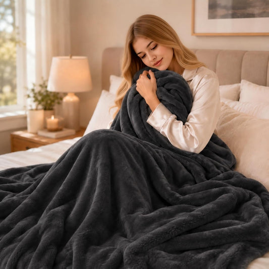 Electric Heated Blanket 50"X60" Throw Size, Iron Grey