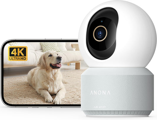Anona Pano 4K UHD Indoor Camera, Pet/Dog Security Camera with Phone App