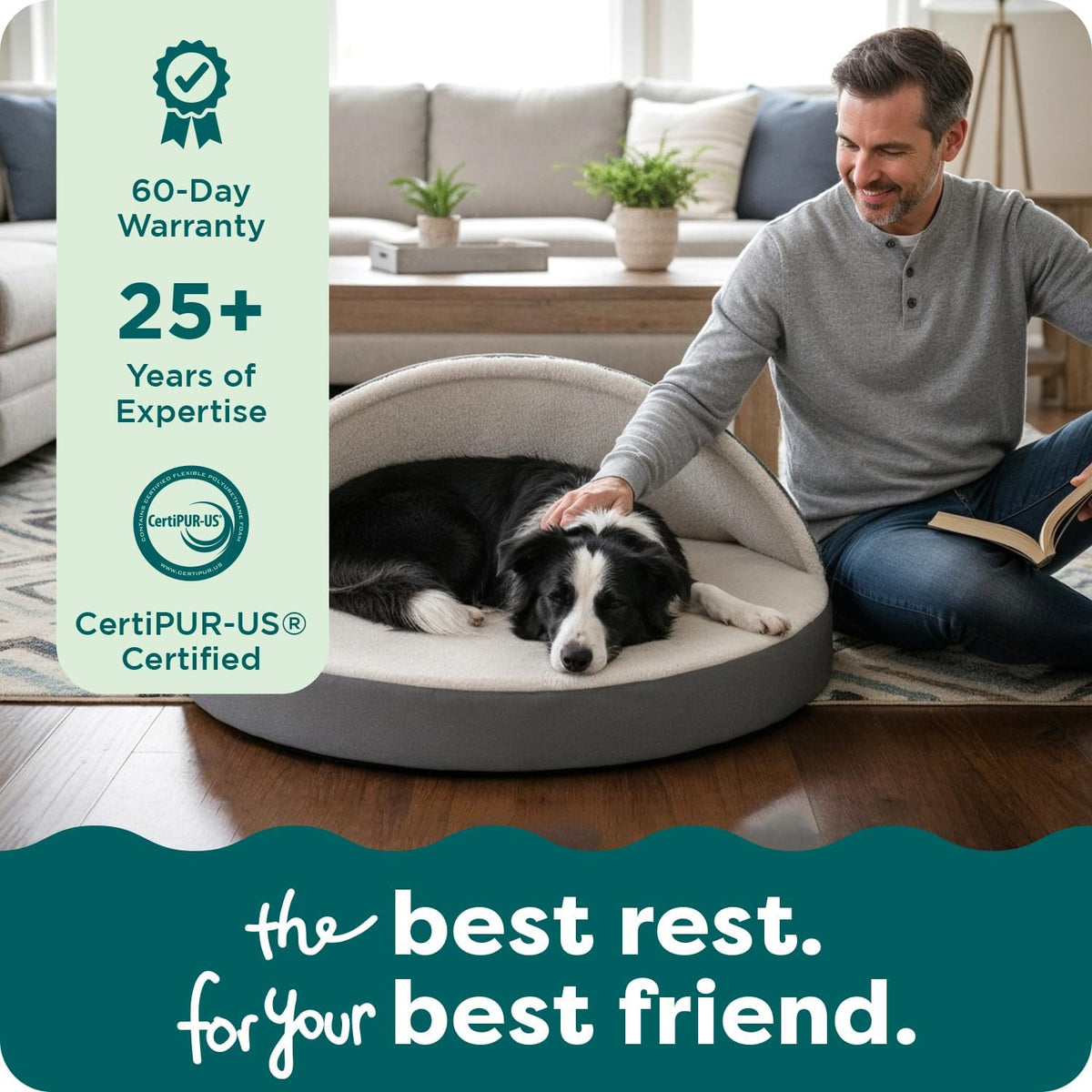 Furhaven round Orthopedic Dog Bed for Medium Dogs, Egg Crate with a Solid Orthopedic Foam Base with Attached Blanket Hood and Removable Washable Cover, Medium, Sherpa & Suede Snuggery, Espresso