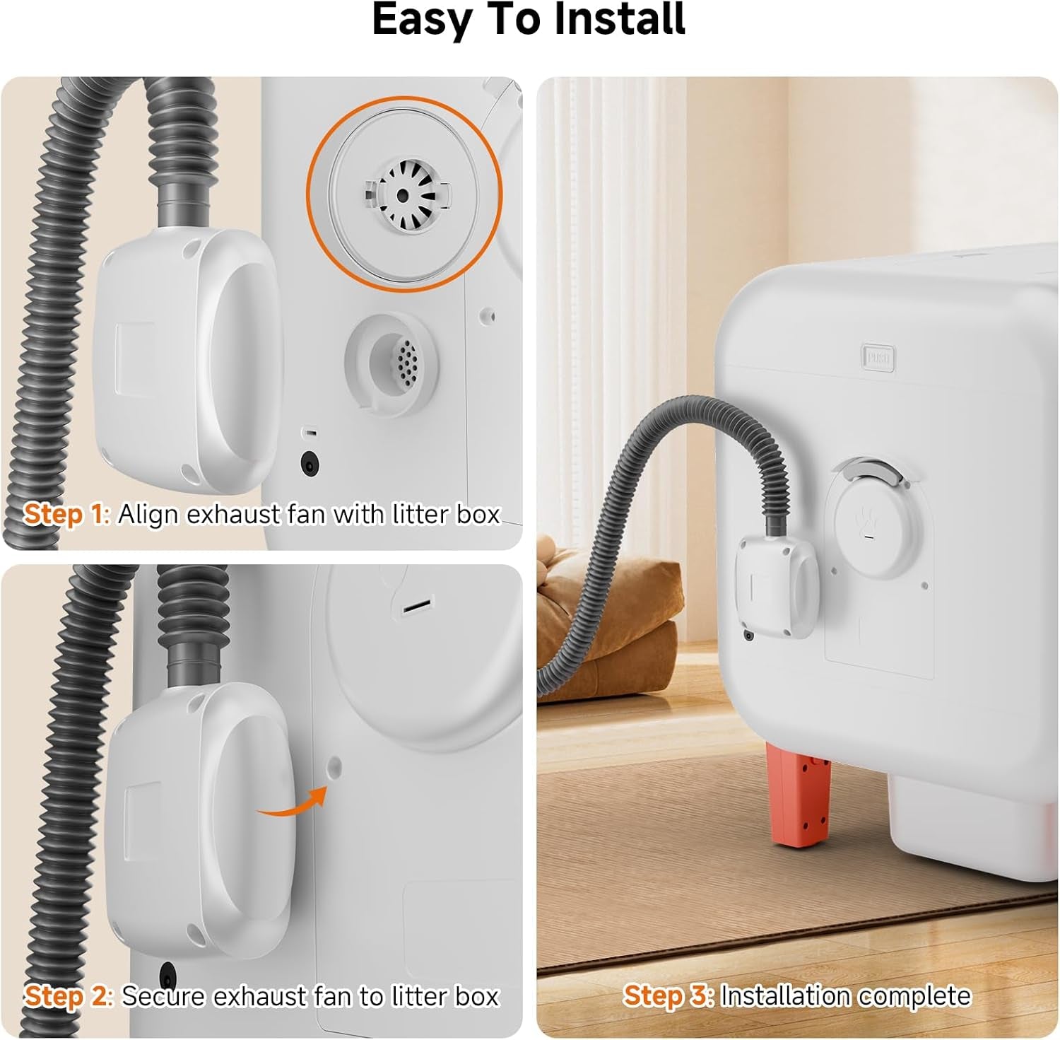 Fan for Smart Litter Boxes, Ultra-Quiet Operation, Universal Design Compatible with Most Automatic Litter Boxes