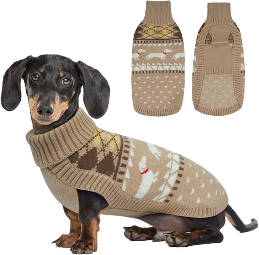 Dachshund Sweater Turtleneck Dog Sweaters for Small Dogs (XS-XL)