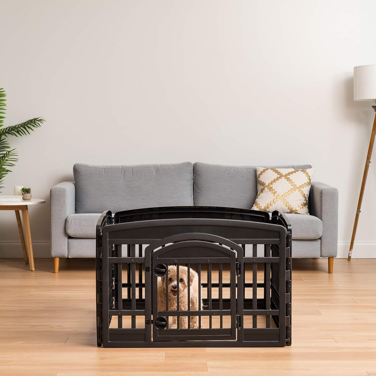 IRIS USA 4-Panel Dog Playpen, Pet Enclosure, White