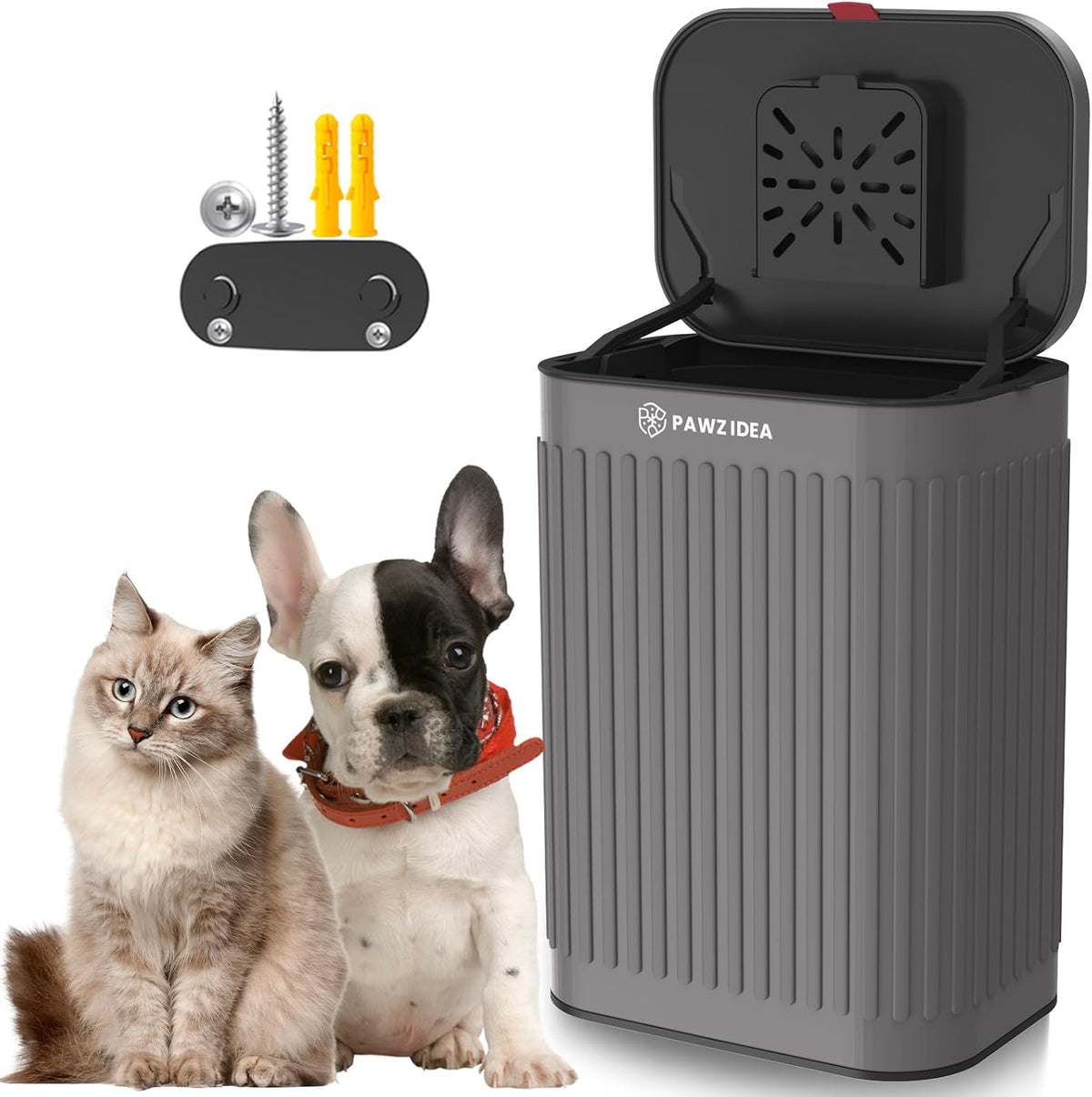 PAWZIDEA Wall Mount Dog Poop Trash Can outside Odor Control, 2.1 Gal. Small