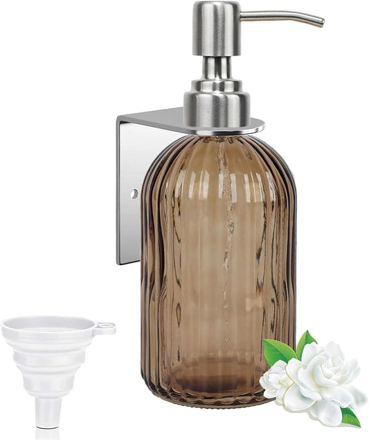 Brown 14Oz Shampoo and Conditioner Dispenser for Wall Mount, 1 Chamber