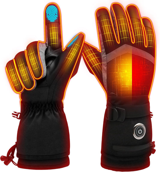 Rabbitroom Upgraded Rechargeable Heated Gloves for Men Women, Waterproof Non-Slip Design Ideal Hand Warmers Perfect for Hunting Skiing Driving Fishing Outdoor Work(Medium)