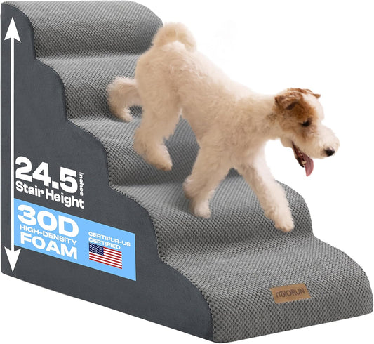 Miorun Dog Stairs for High Beds, 24.5" Foam Pet Ramp Step for Small Dogs