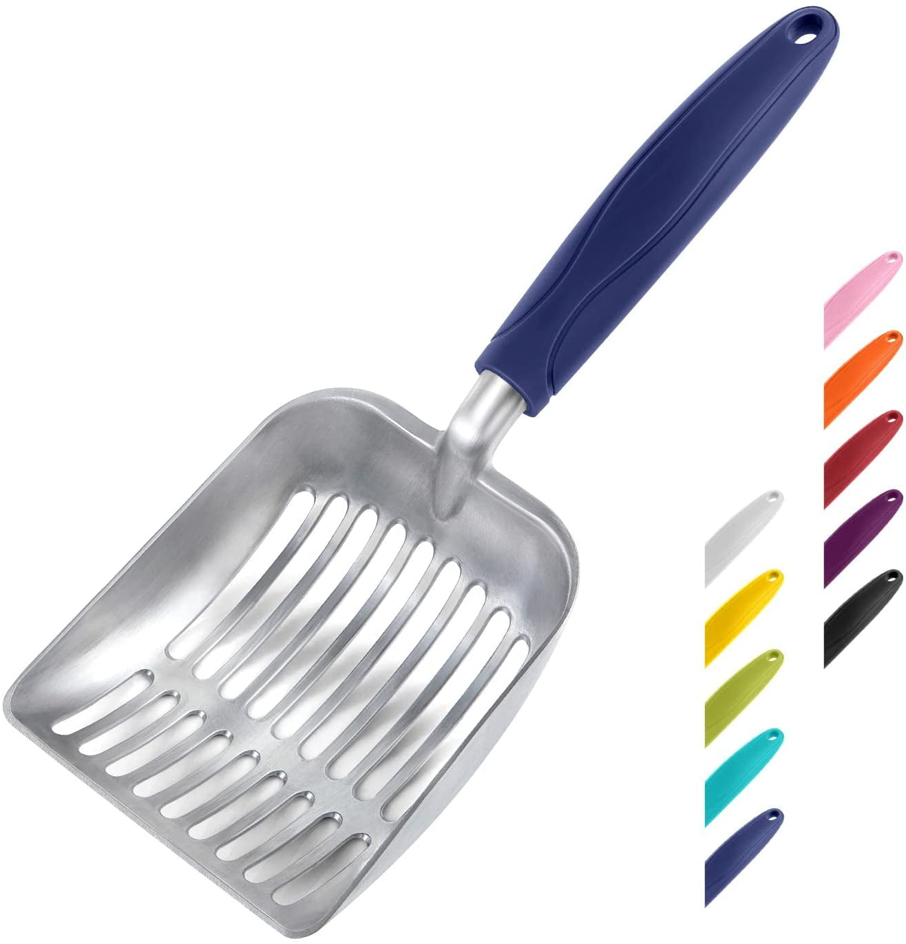 Wepet Cat Litter Scoop, Aluminum Alloy Sifter, Kitty Metal Scooper, Deep Shovel, Long Handle, Poop Sifting, Kitten Pooper Lifter, Durable, Heavy Duty, for Litter Box