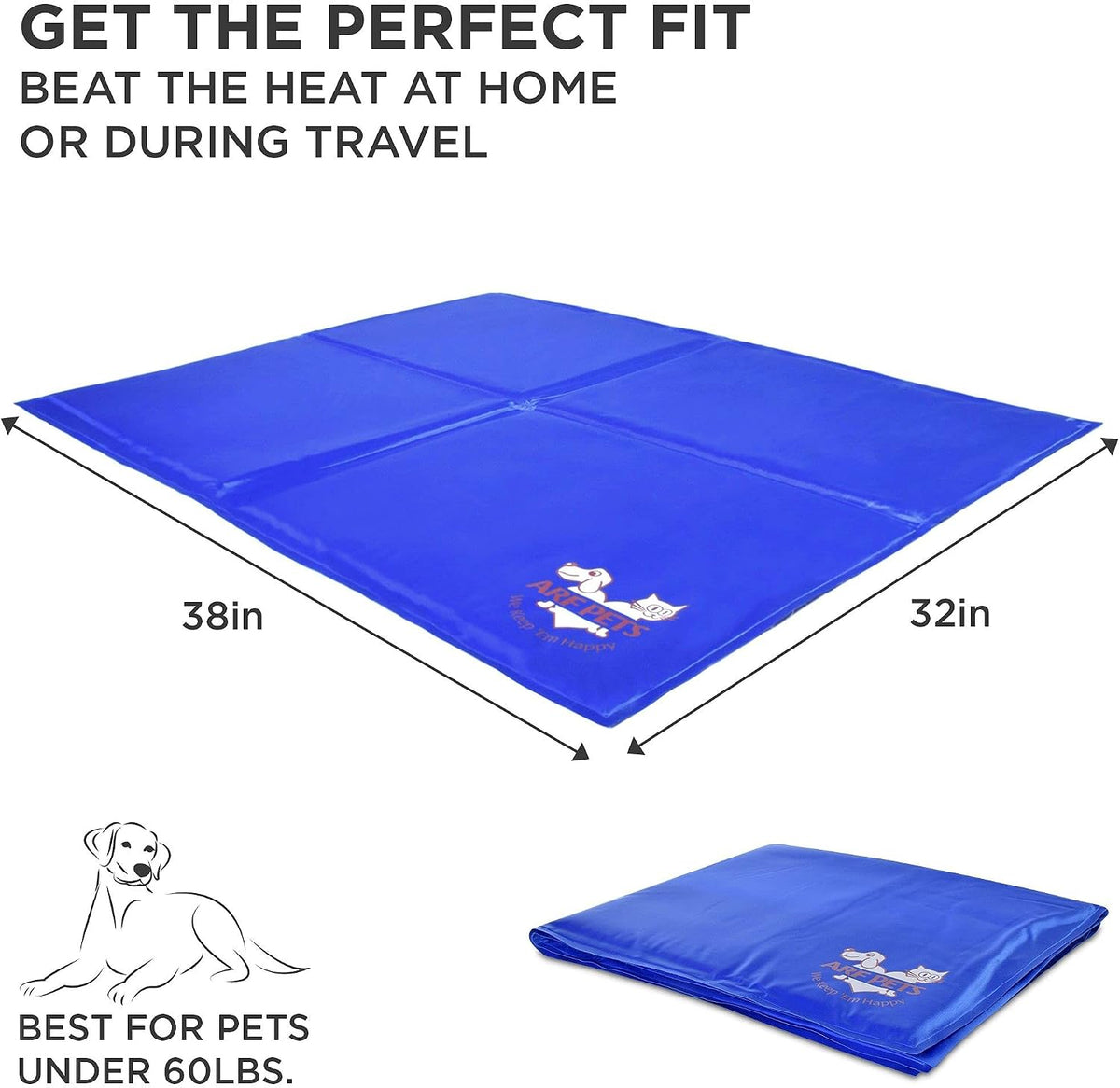 Arf Pets Dog Cooling Mat - Solid Gel Self-Cool Pad | Durable & Non-Toxic