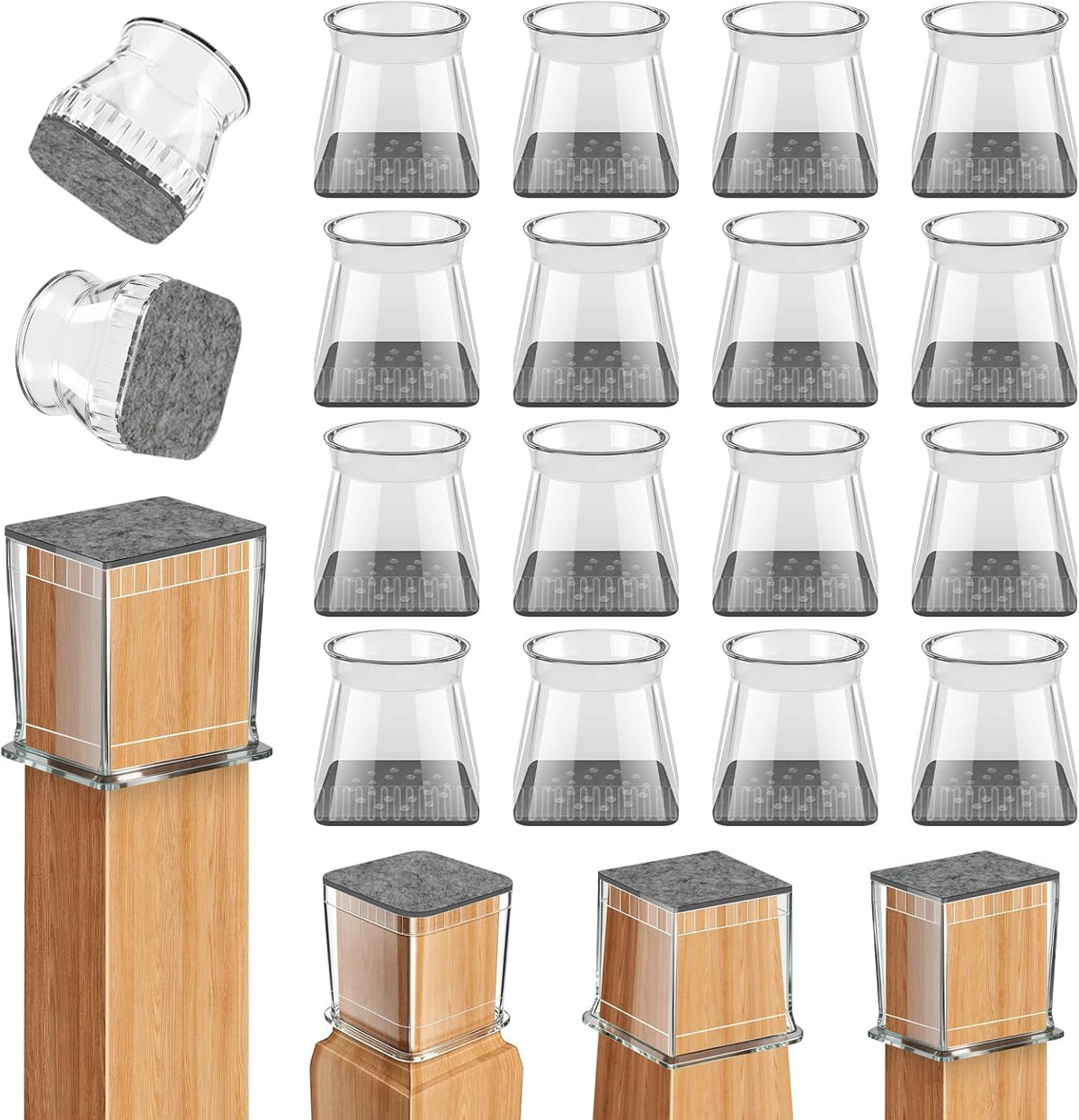 Chair Leg Floor Protectors 24 Pcs, Silicone Felt Furniture Leg Sleeves