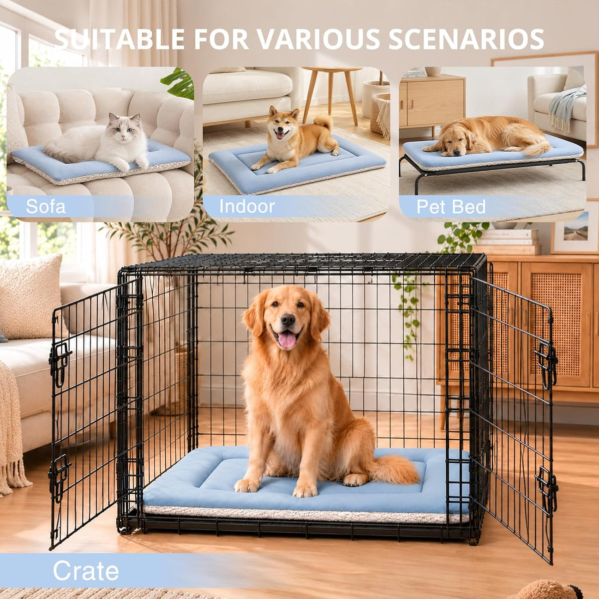 Cooling Mat for Dogs & Cats, Reversible Self Warming Cat Bed, 24"X18"X2"