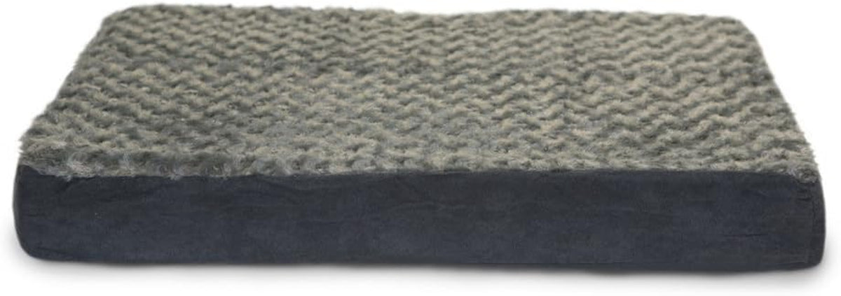 Furhaven Cooling Gel Dog Bed for Large/Medium Dogs W/ Removable Washable Cover, for Dogs up to 55 Lbs - Ultra Plush Faux Fur & Suede Mattress - Gray, Large