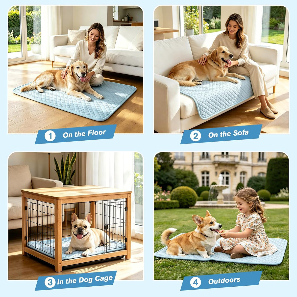 SOMOYA Dog Cooling Mats,Foldable Non-Slip Arc-Chill Cool Pad
