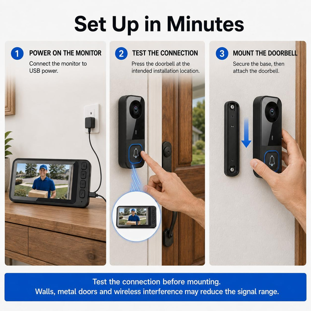 TKMARS Doorbell Camera Wireless No Subscription with 4.5" Monitor Screen