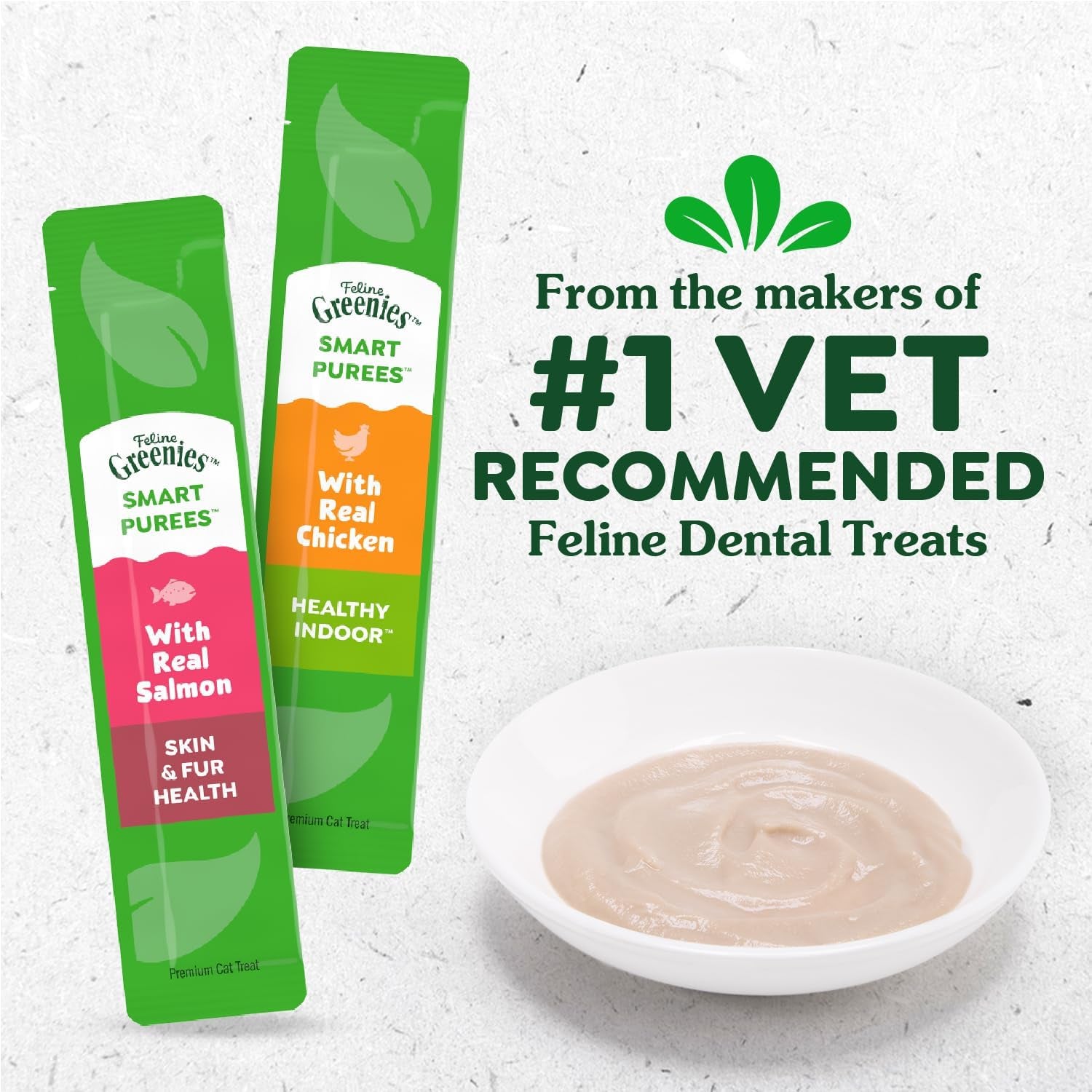 Greenies Feline Smart Purees Healthy Indoor Lickable Cat Treats with Real Chicken, 0.49 Oz. Tubes, 20 Count