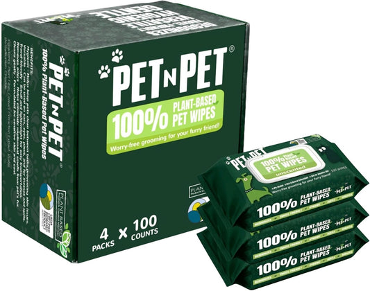PET N PET Dog Wipes, 400 Count, Unscented Hypoallergenic Pet 8X8 Paws Care