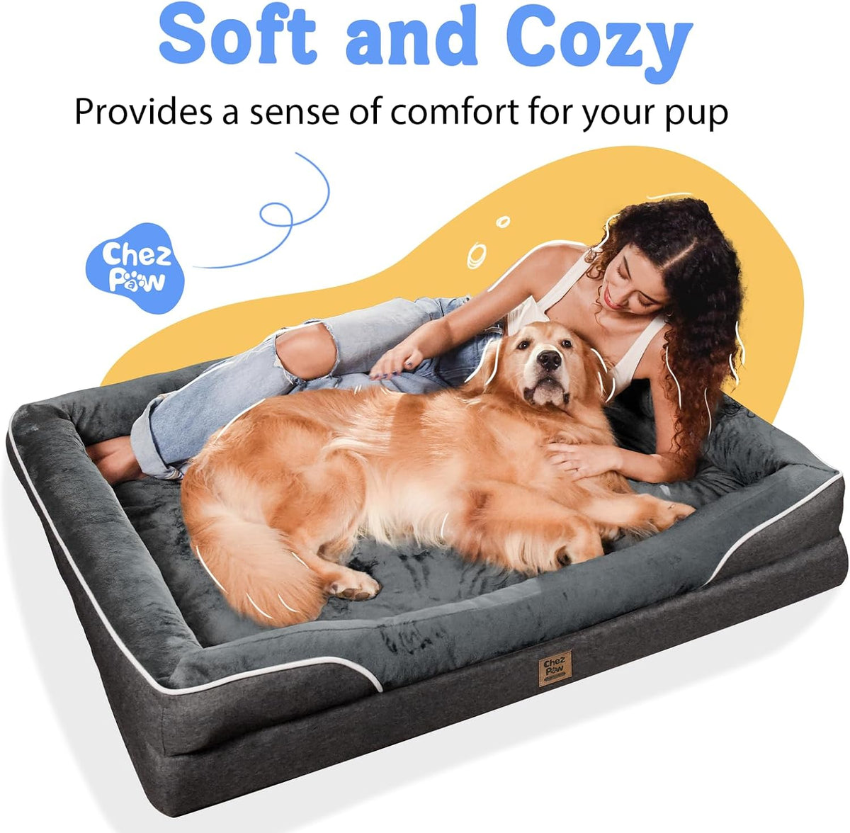 Chez Paw Orthopedic Washable XXL Dog Bed for Extra Large Dogs