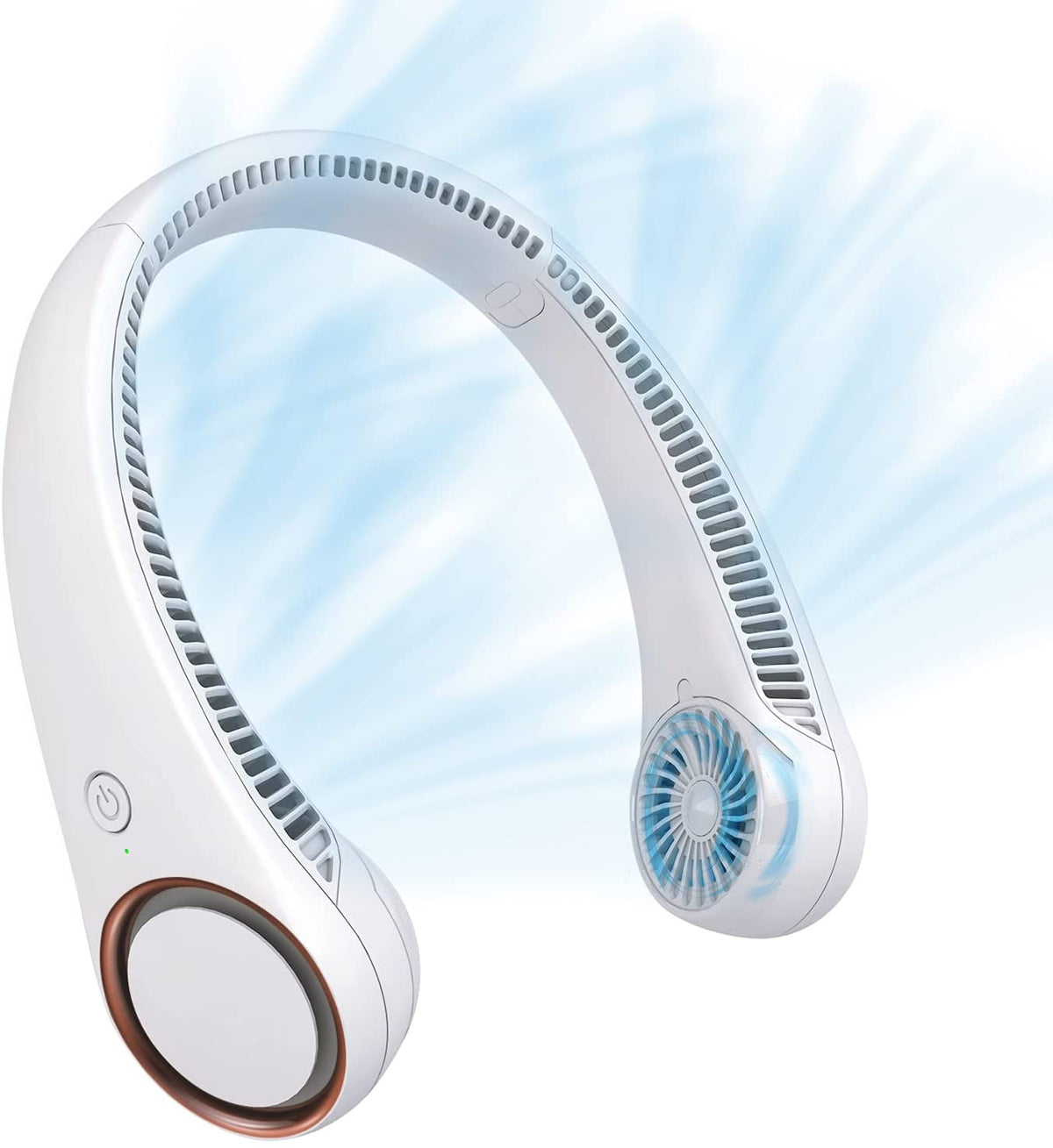 CIVPOWER Neck Fan: Portable Personal Neck Cooling Rechargeable Bladeless Fan - Hands Free 3 Speed 4000 Mah Battery USB Operated Wearable Headphone Design - Gift for Men Women Outdoor (White)