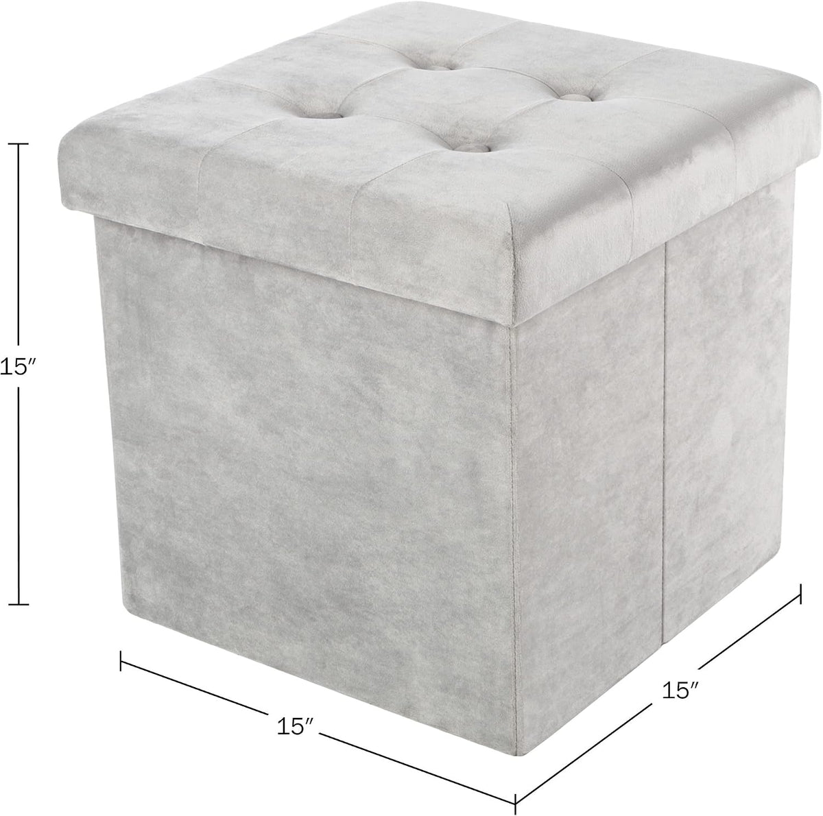 Storage Ottoman - Velvet Tufted Footrest, Linen Chest, or Storage Organizer with Removable Lid for Bedroom, Living Room, or Dorm by Lavish Home (Gray)