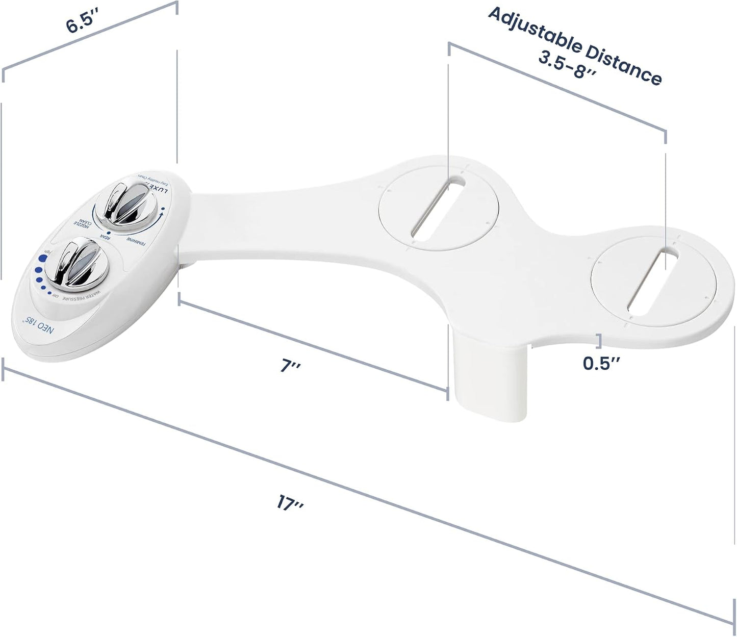 LUXE Bidet NEO 185 - Bidet Attachment for Toilet Seat, White | Non-Electric, Dual Nozzle, Self-Cleaning, Adjustable Water Pressure, Rear & Feminine Wash