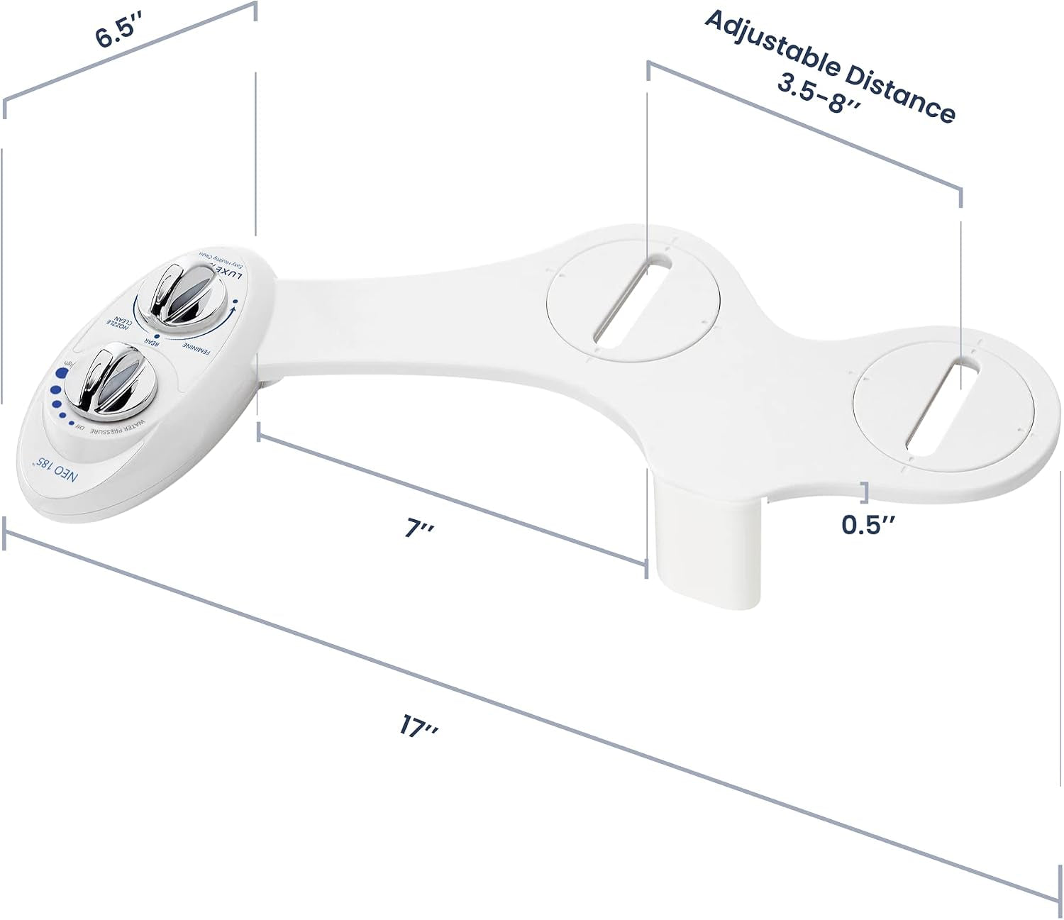 LUXE Bidet NEO 185 - Bidet Attachment for Toilet Seat, White | Non-Electric, Dual Nozzle, Self-Cleaning, Adjustable Water Pressure, Rear & Feminine Wash