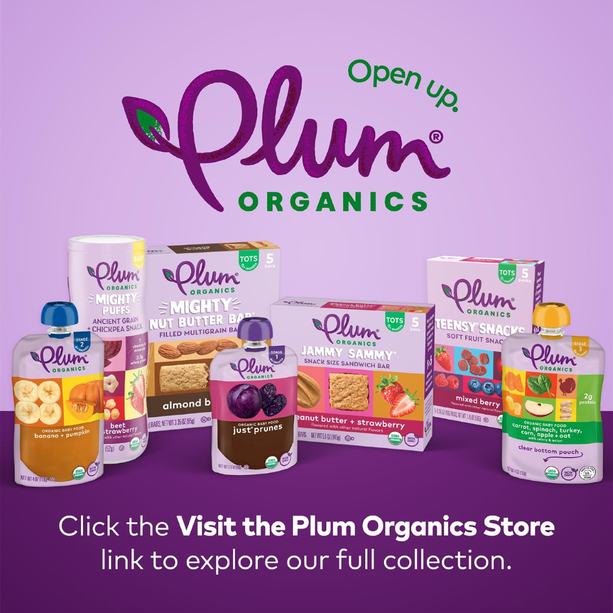 Plum Organics - 4+ Months Organic Baby Food Pouches - Just Punes - Non-Gmo - Fruit & Veggie Blends On-The-Go Pouches for Baby & Toddler Meals - Quality Tested Ingredients - 3.5 Oz (Pack of 12)