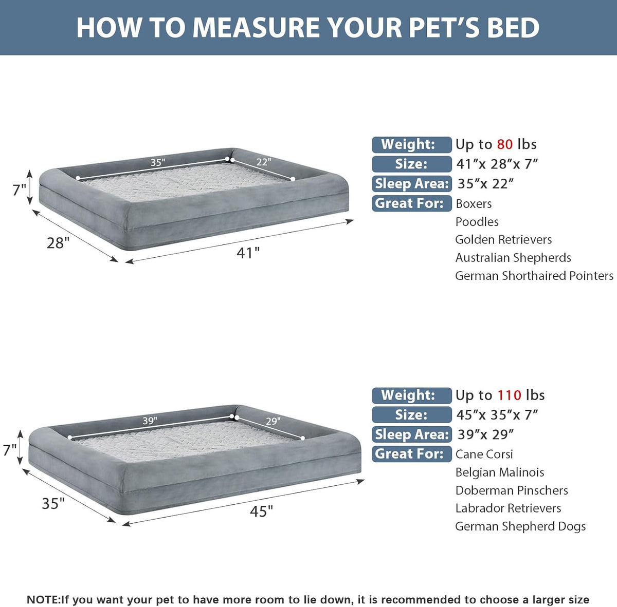 WNPETHOME XL Extra Large Orthopedic for Senior Dog Bed Comfy Sleeping