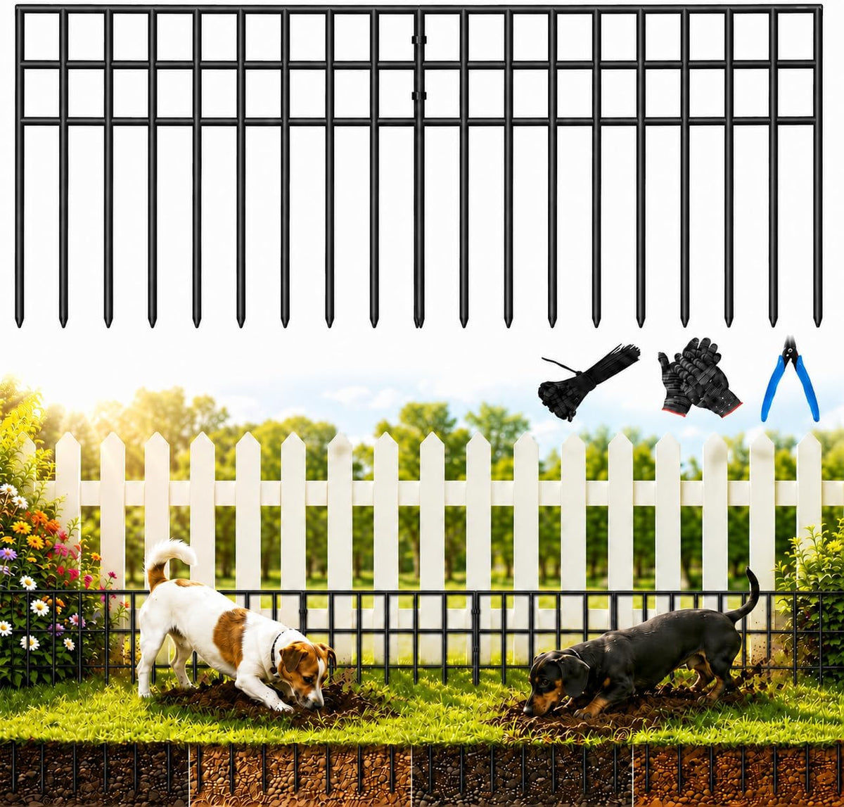 Animal Barrier Fence 42.5Ft(L)X13In(H), 30 Panels No Dig Garden Fence