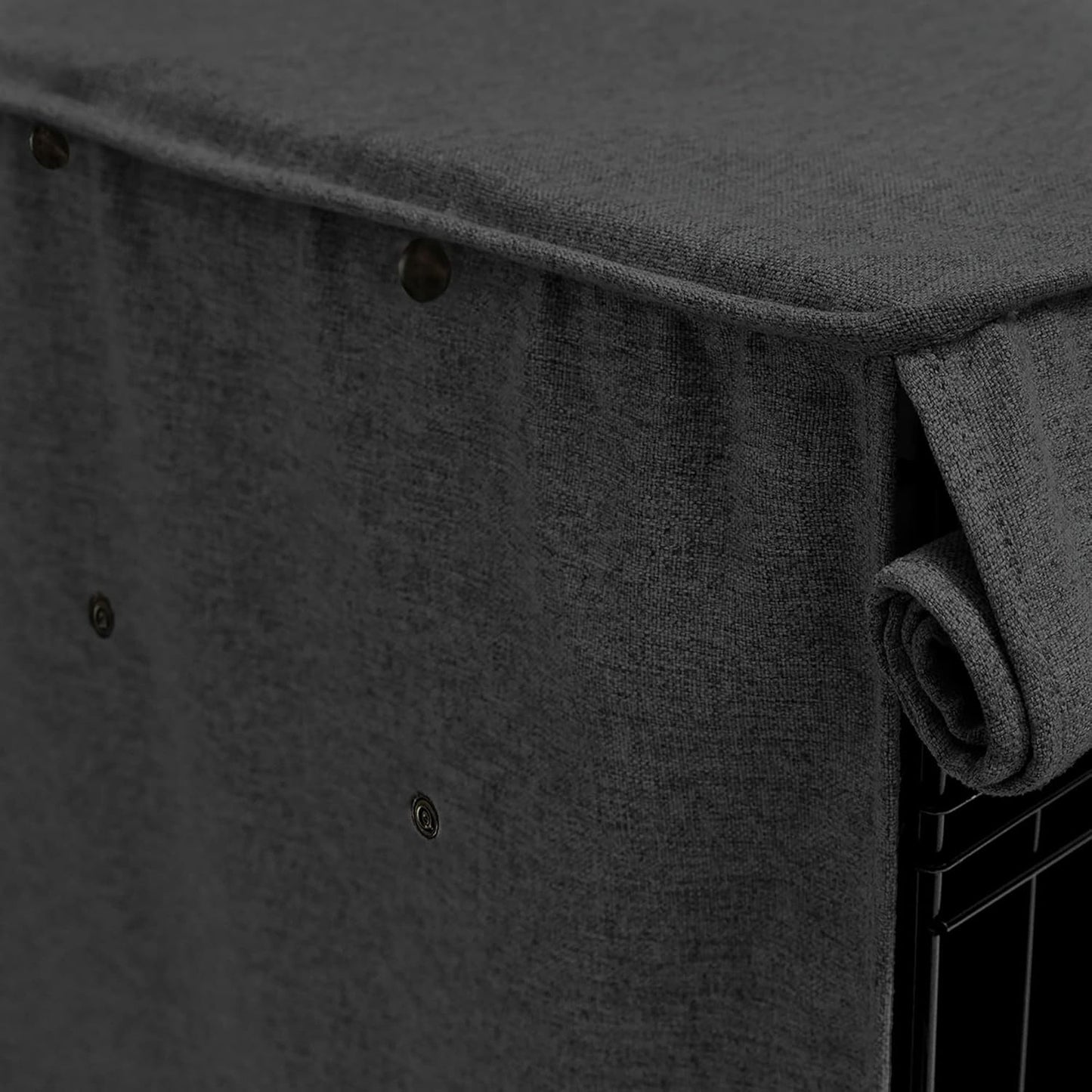 Friends Forever Metal Dog Crate Cover 48 Inch W/Light Blocking Protective Curtain, Dog Cage Cover W/Roller Shades, Machine Washable, Trucker Black