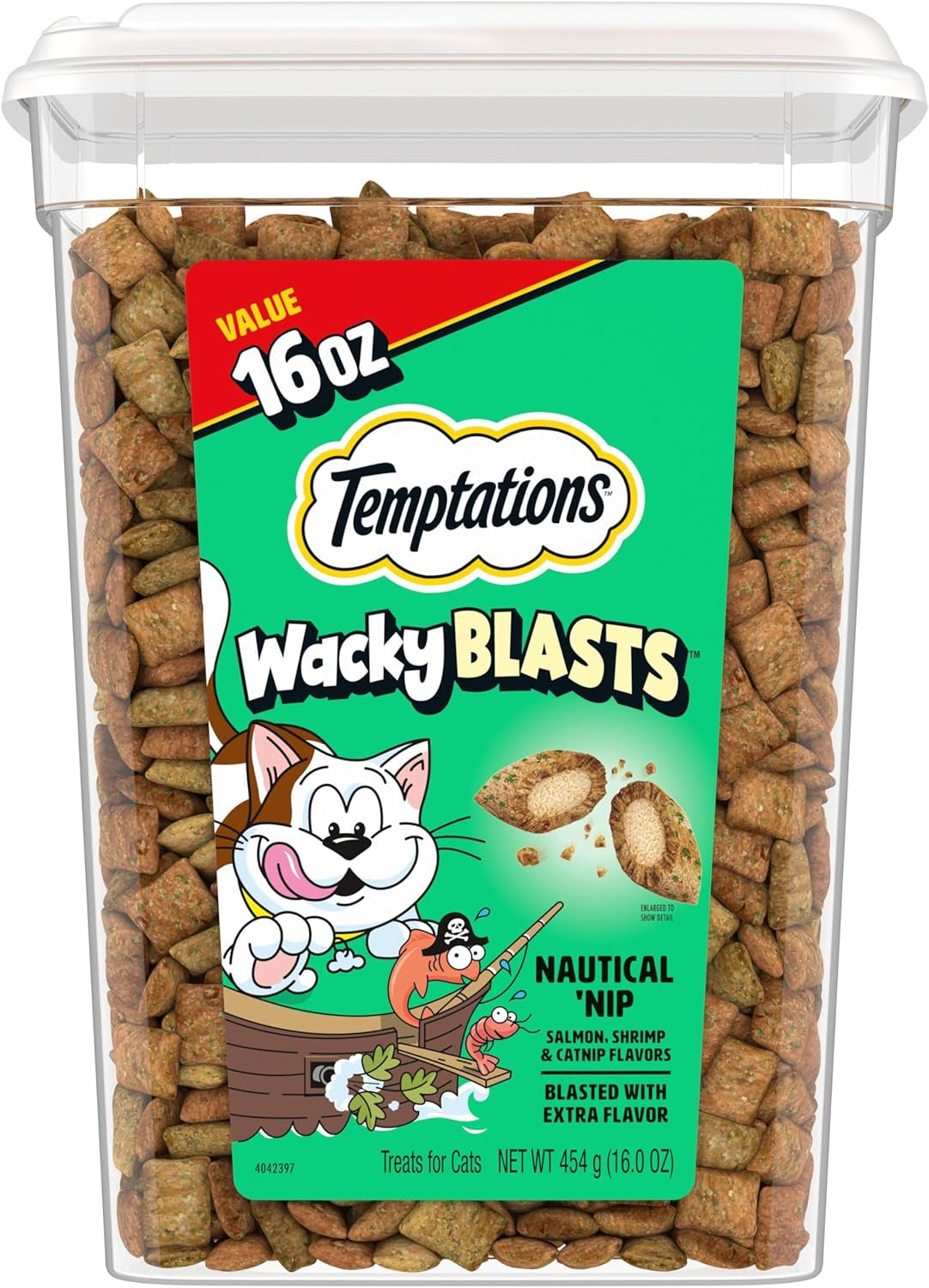 Temptations Wacky Blasts Cat Treats, Nautical Nip’ Flavor, 16 Oz. Tub