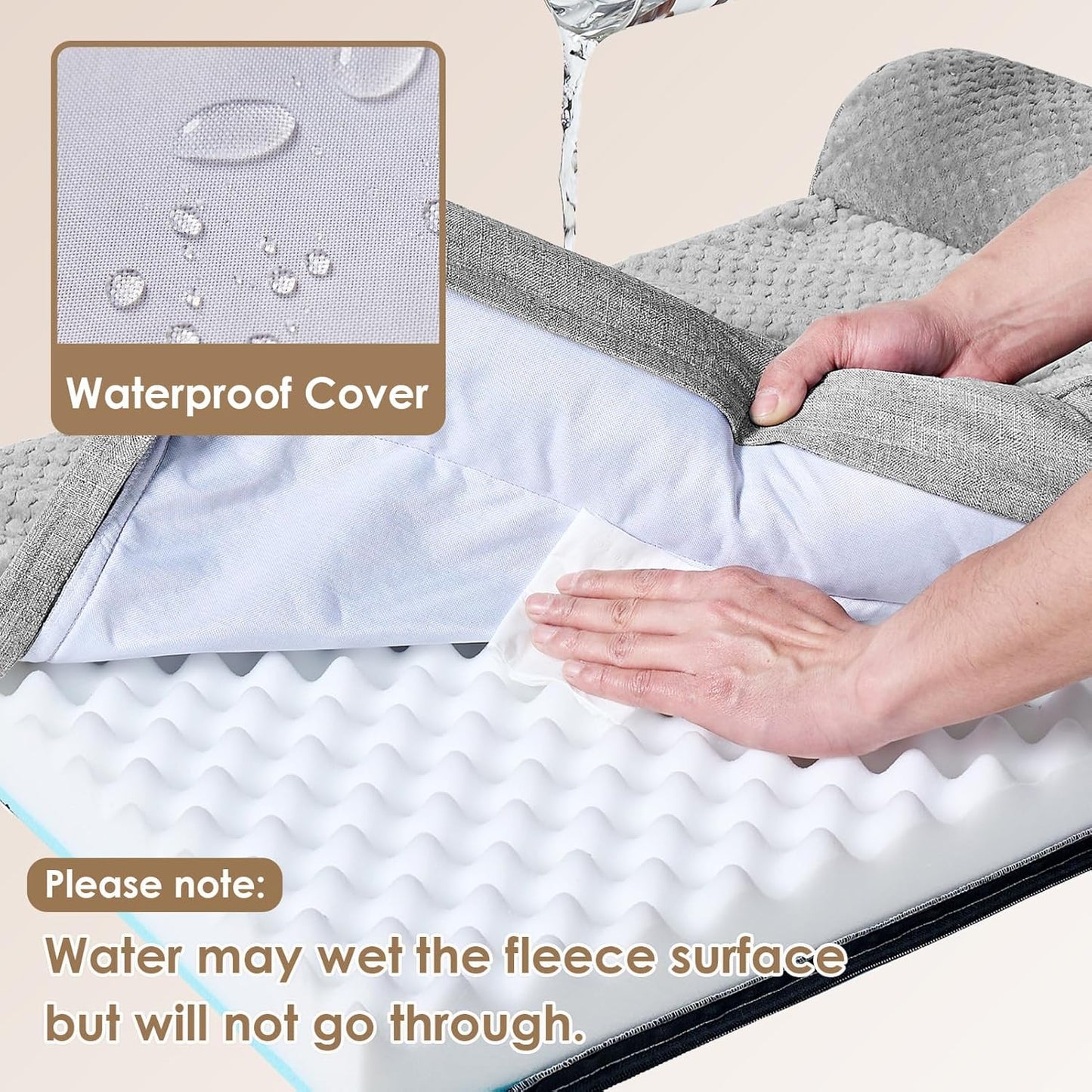 EHEYCIGA Orthopedic Dog Bed Medium Size Dogs, Memory Foam Dog Bed with Washable Removable Cover, Waterproof Pet Sofa Couch for Crate with Nonskid Bottom, 30X20X6, Grey