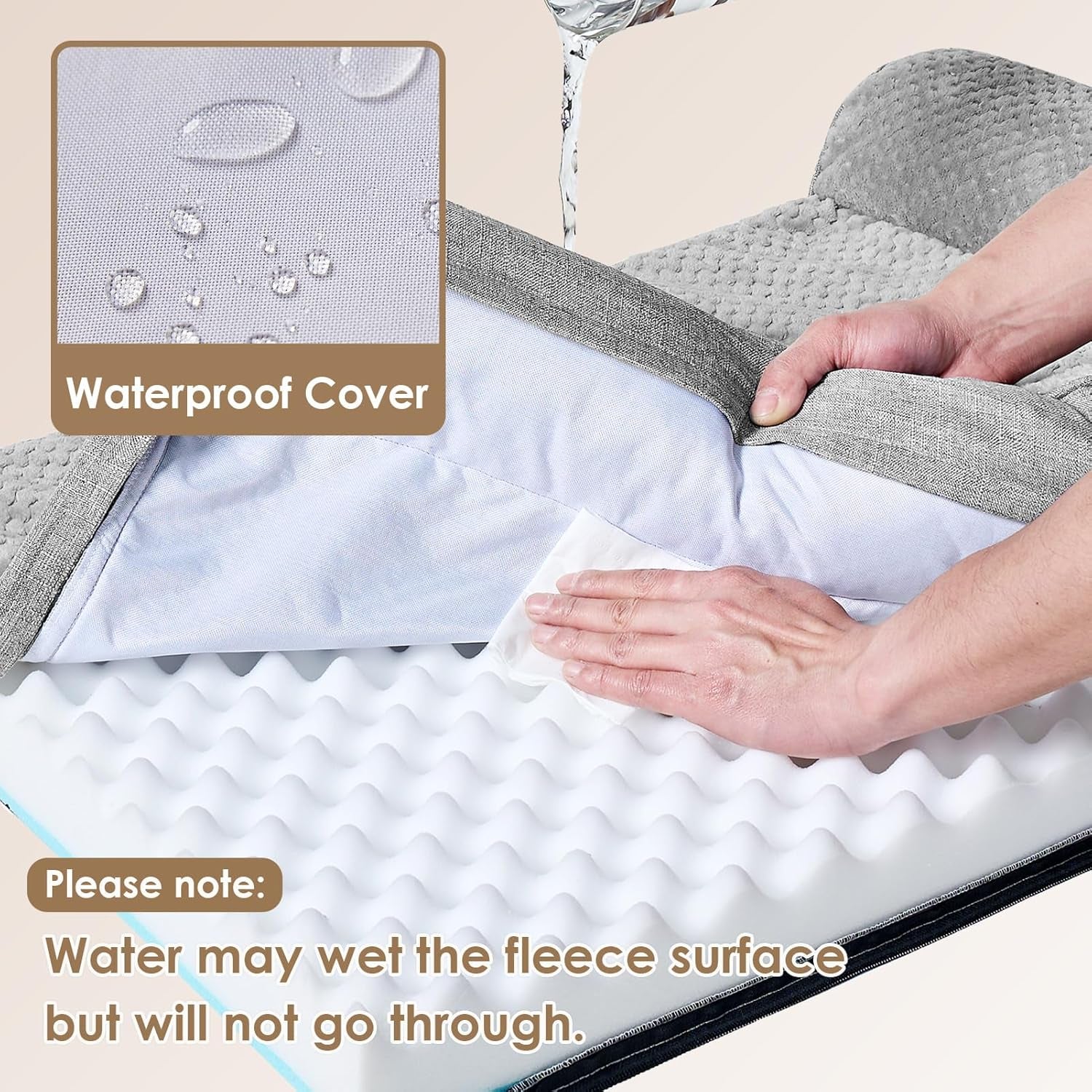 EHEYCIGA Orthopedic Dog Bed Medium Size Dogs, Memory Foam Dog Bed with Washable Removable Cover, Waterproof Pet Sofa Couch for Crate with Nonskid Bottom, 30X20X6, Grey