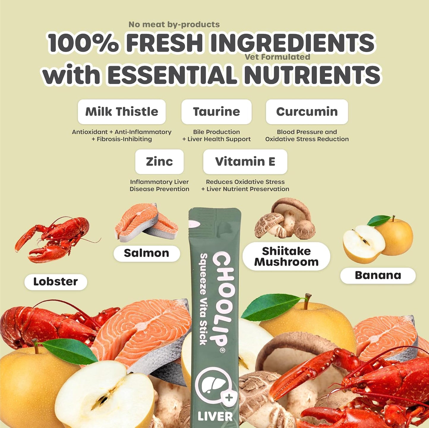 Choolip Squeeze Vita Stick Lickable Cat and Dog Treats, 49-Count Liver Support Variety Pack, Salmon and Lobster with Milk Thistle, Coq10 and Vitamin E