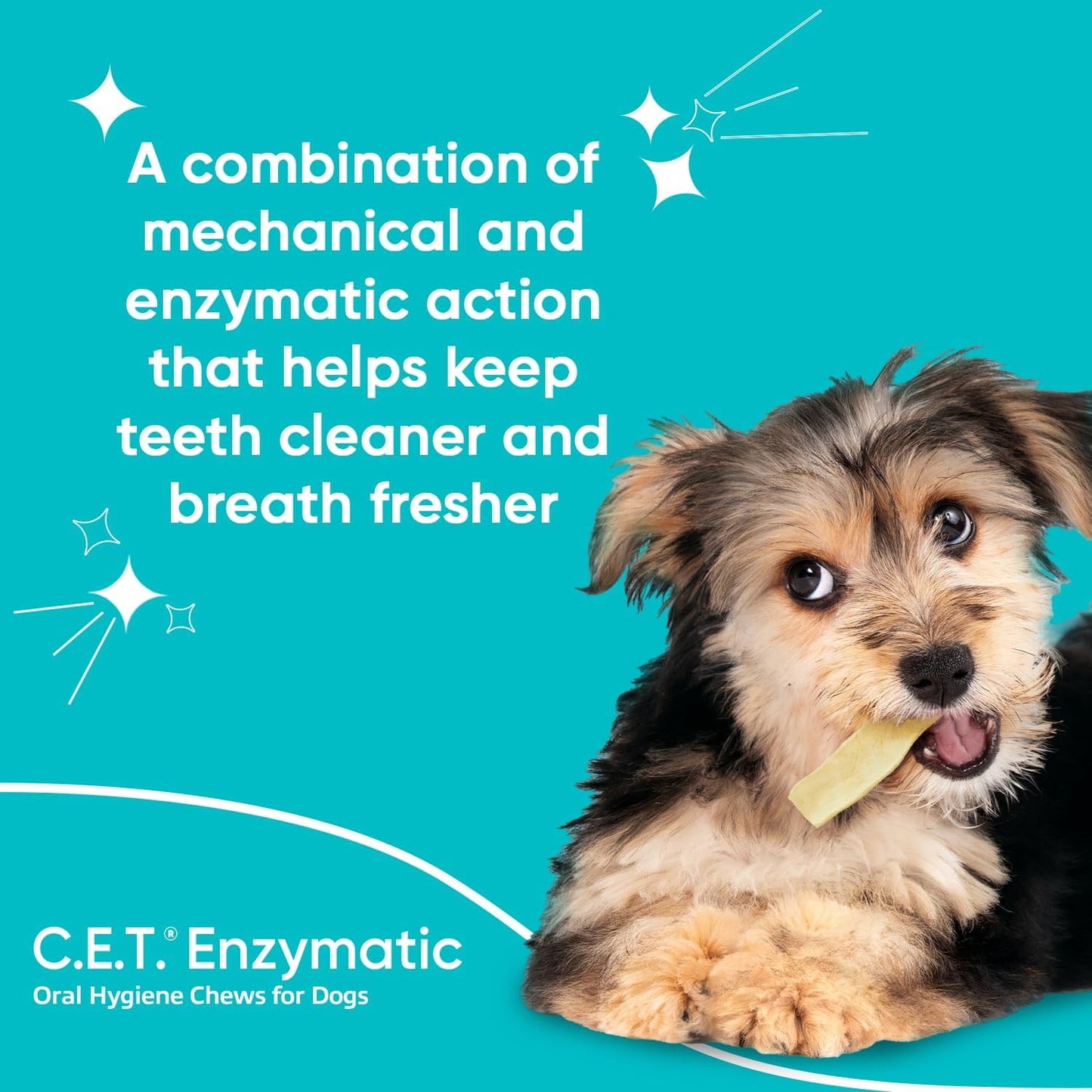Virbac C.E.T.® Enzymatic Oral Hygiene Chews for Dogs, X Small - Plaque & Tartar Control - Single Layer Beefhide with Exclusive Dual-Enzyme System & Tasty Chicken Flavor - Easy to Give Dog Dental Chew