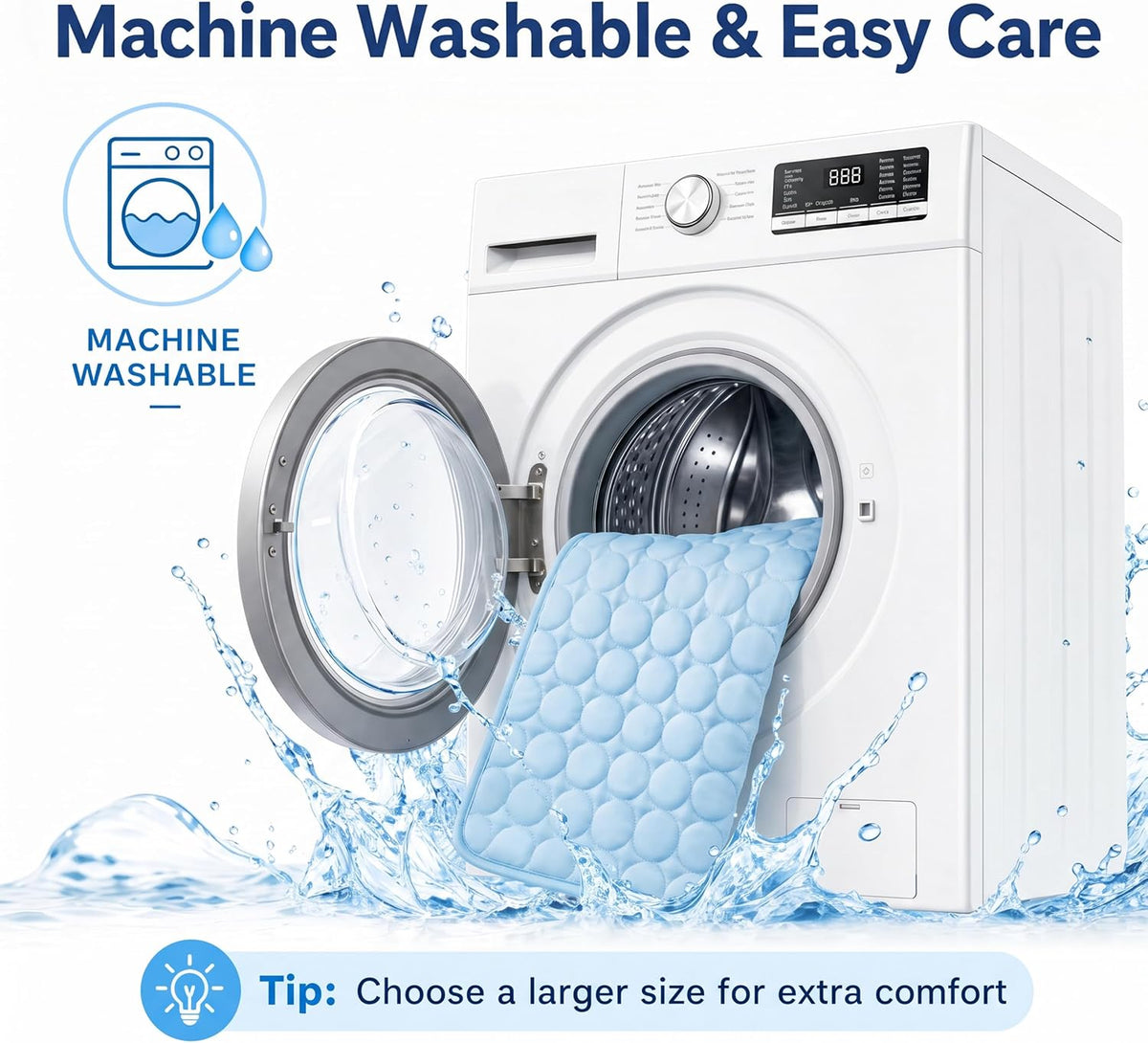 Dog Cooling Mat for Dogs & Cats, Breathable Ice Silk, No Gel Design, Non-Slip Washable Cooling Bed for Crate, Couch, Car, Indoor Outdoor (Large)