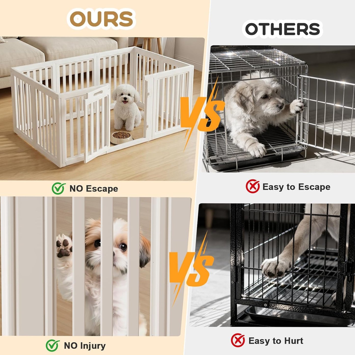 Dog Playpen, Clear Dog Pen, Dog Pen Indoor, Easy to Install and Remove Dog Play Pen, Puppy Playpen Suitable for Dogs, Cats,Dog Playpen Indoor (White, 23.6 Inch Height, 10 Panels)