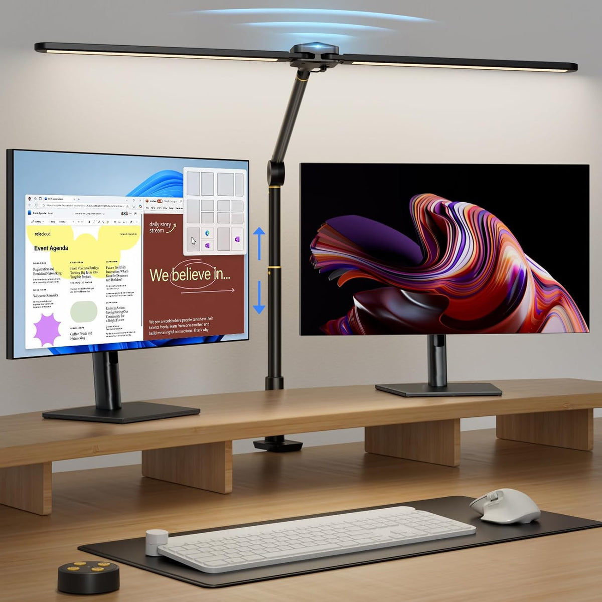 Dual Head Ring Light for Streaming, Sensor Switch Desk Video Light