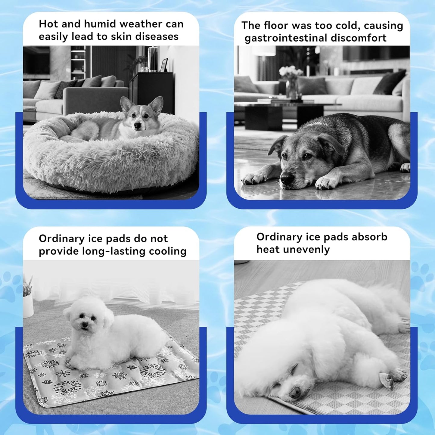 Dog Cooling Mat, Patented Gel Cooling Dog Bed, Non-Slip Waterproof Gel Cooling Pad for Small Dogs, Pet Cooling Mat for Indoors Outdoors, Crate Kennel Car Travel 16"X23.6"