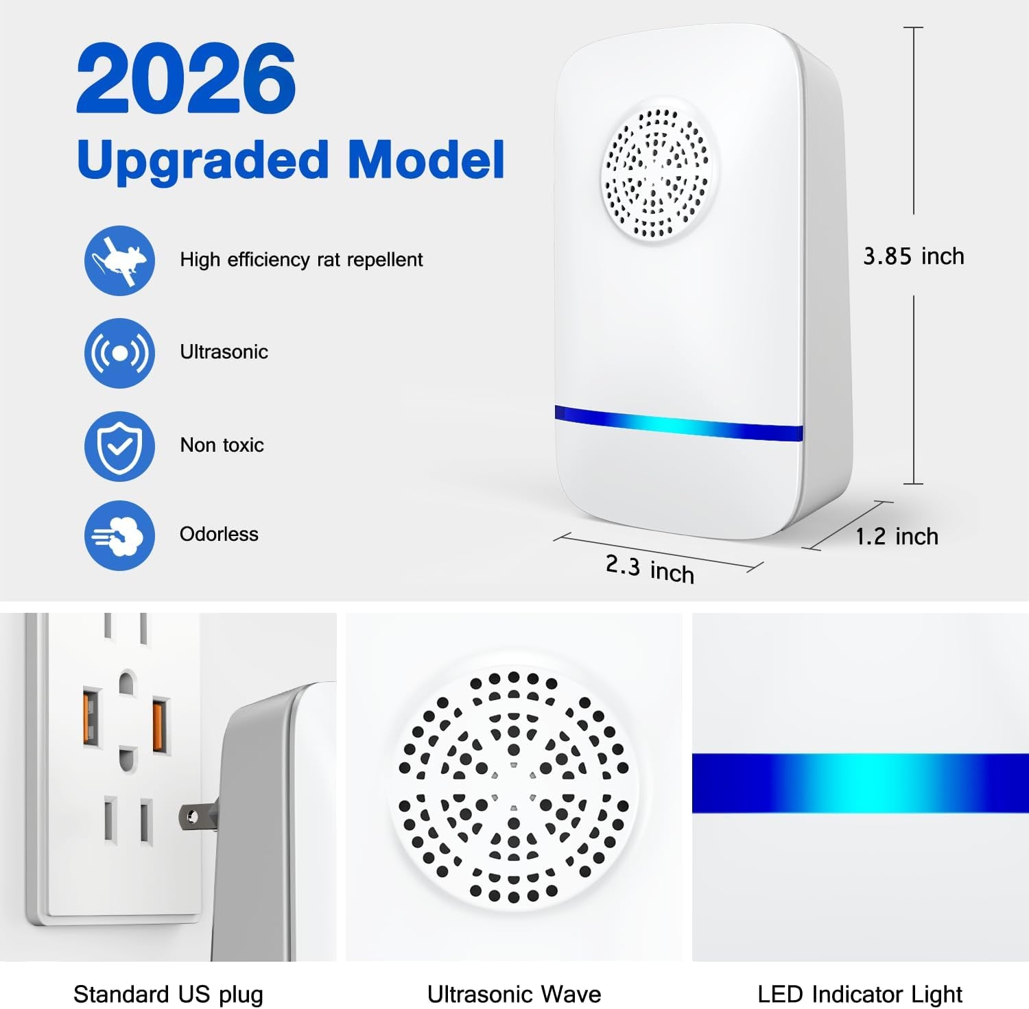 2026 Upgrade Ultrasonic Pest Repeller 6 Pack, Plug-In Indoor Pest Control for Mice, Roaches, Spiders & Other Common Household Pests, Safe for Children & Pets