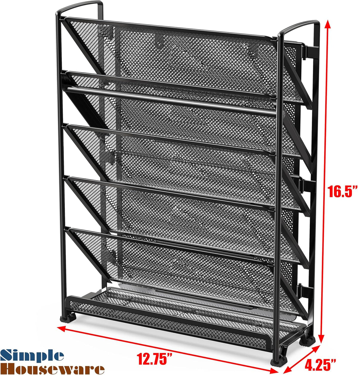 Simple Houseware 6-Tier Wall Mount Document Letter Tray Organizer, Black