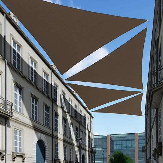 TANG 7' X 7' X 7' Sun Shade Sail Triangle Shade Canopy Patio Cover UV Block Permeable Cloth Fabric for Pergola Backyard Porch Deck Garden Carport Awning Outdoor Activity, Brown