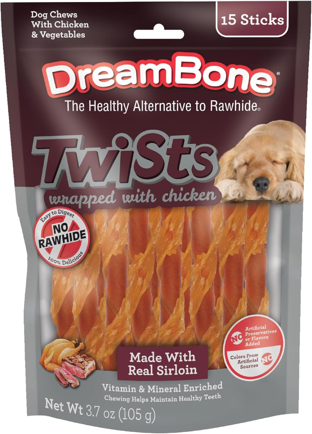 Dreambone Chicken Wrapped Twists with Real Sirloin 15 Ct