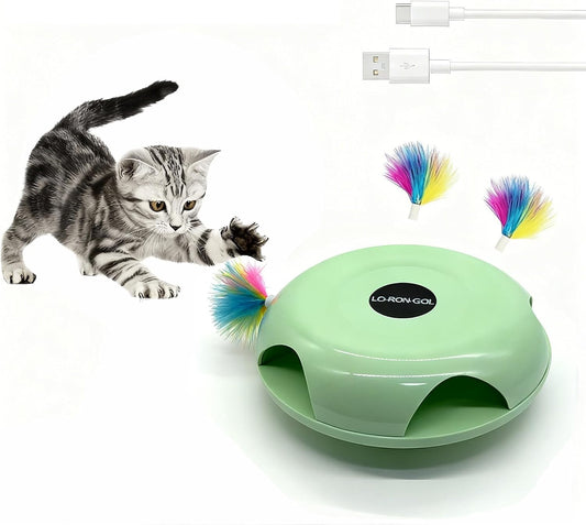 Interactive Whack-A-Mole Cat Toy — Automatic Mushroom Feather Pop-Up Play Toy for Cats, Cognitive Stimulation & Exercise, Durable Pet Entertaining Game (Green)