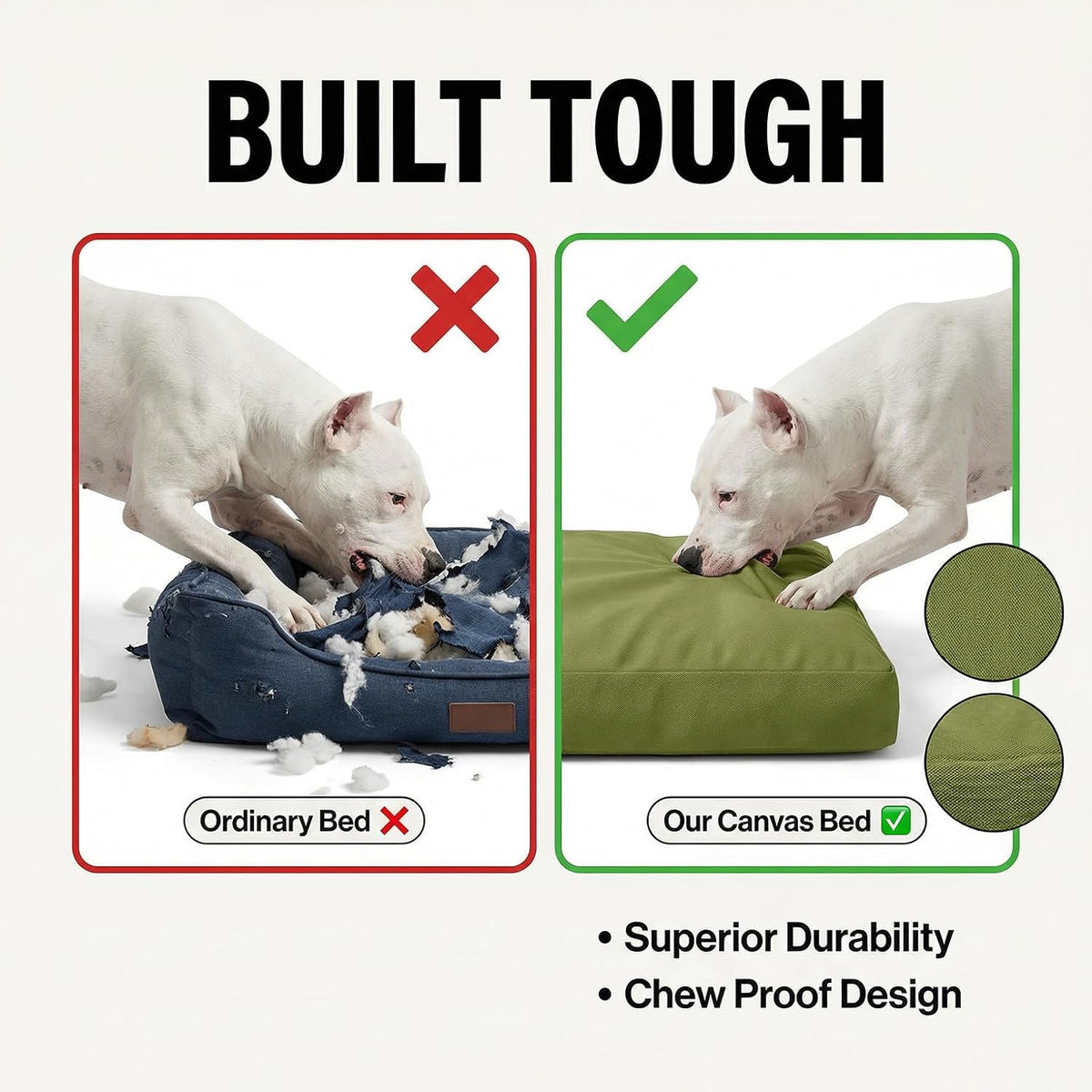 Sytopia 47 Inch Canvas Indestructible Dog Bed for XXL Dogs, Outdoor Chew Proof Pet Mat with Waterproof Washable Removable Cover, Indoor Patio Pet Pad, Indoor Patio Pet Pad, Green