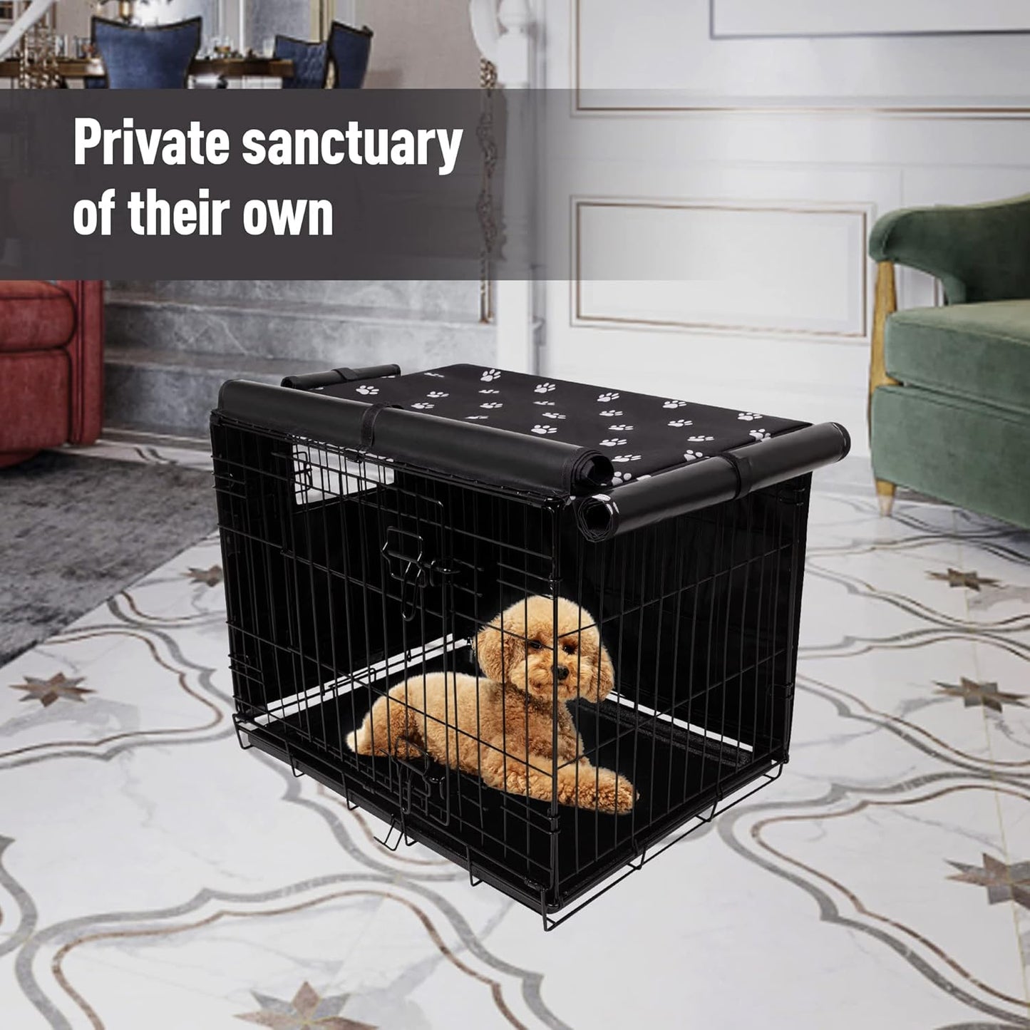 Pet Prime Dog Crate Cover for Wire Cages 24 30 36 42 48 Inch Outdoor Pet Kennel Cover Machine Wash & Dry (Cover Only) (24 Inch Crate Cover (24"X18"X19"))