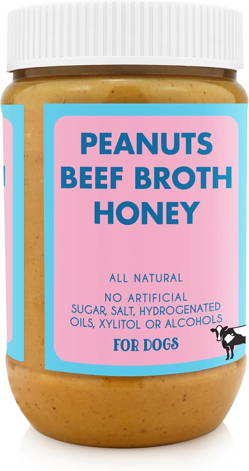 BUDDY BUDDER Beef Broth, 100% Natural Dog Peanut Butter, Peanut Butter Treat, Made in USA (17Oz)