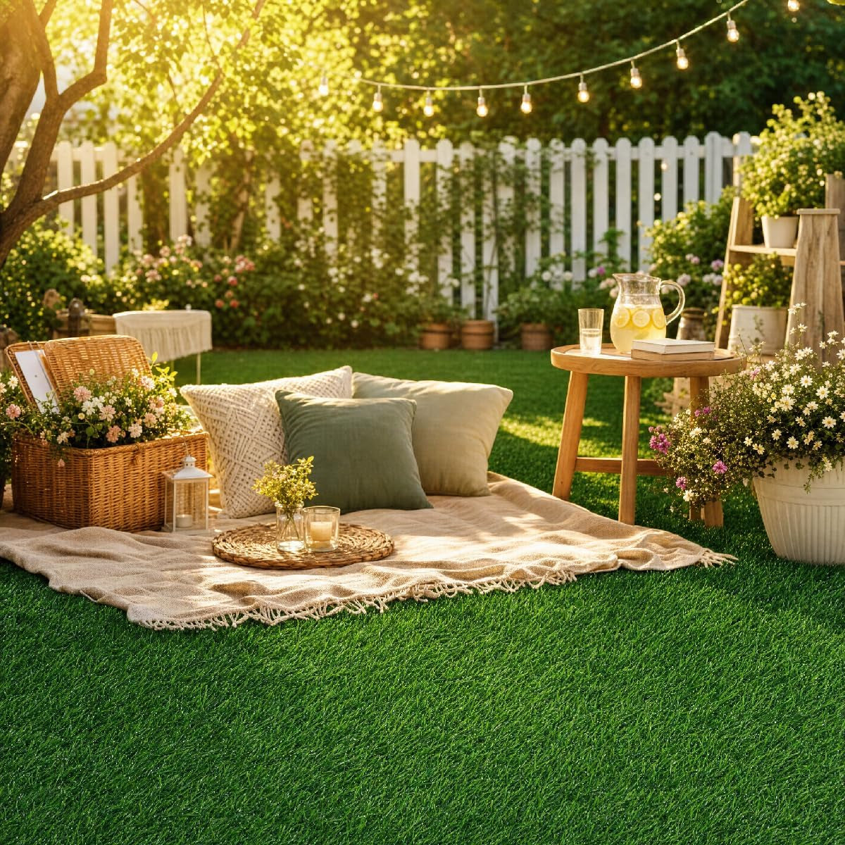 Artificial Grass 4X6 Ft, Fake Grass Turf with Non-Slip TPR Rubber Backing, Indoor Outdoor Grass Mat for Balcony, Patio, Pets, Portable Low Maintenance Lawn Carpet